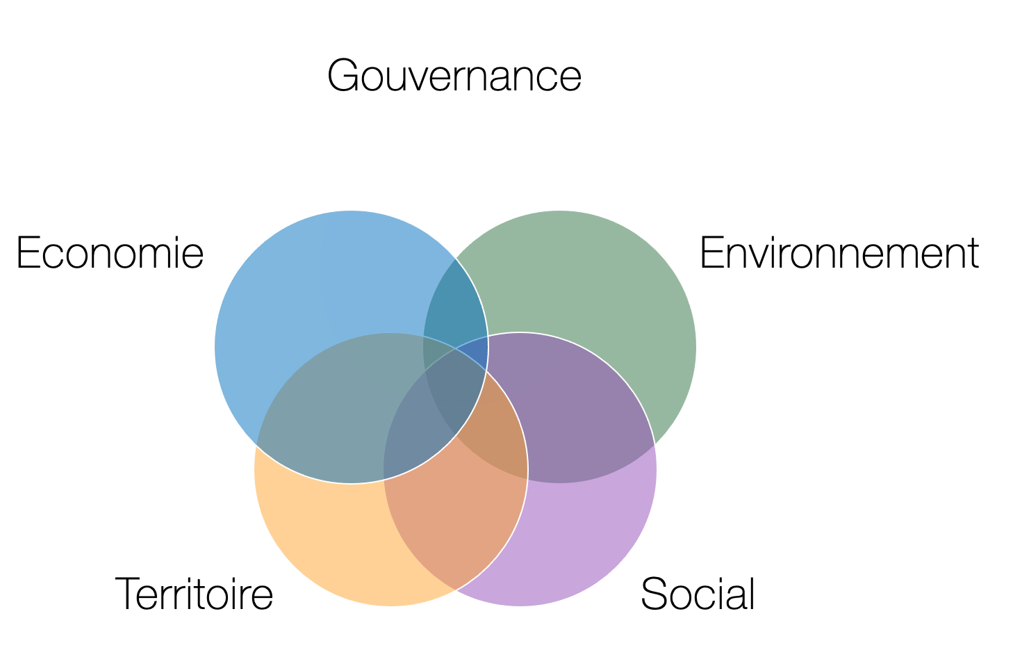 Schéma des 5 impacts GESTE : Gouvernance, Environnement, Social, Territoire, Économie